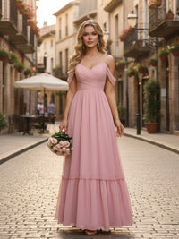 Off the Shoulder Chiffon A Line Bridesmaid Dresses