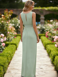 Chiffon Round Neck Sheath Sleeveless Bridesmaid Dresses