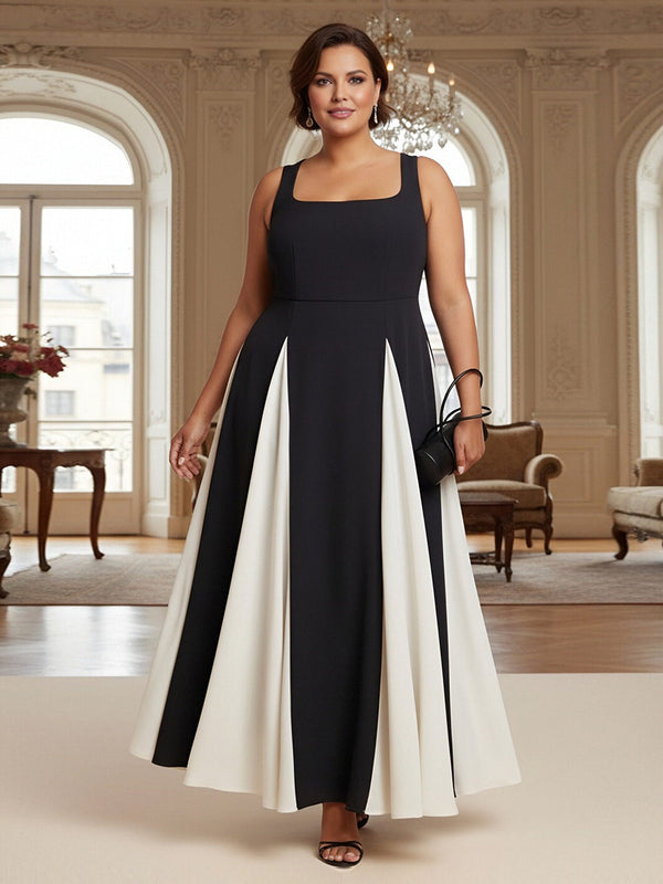 Satin Square Neck Pleated Mother of the Bride Dresses