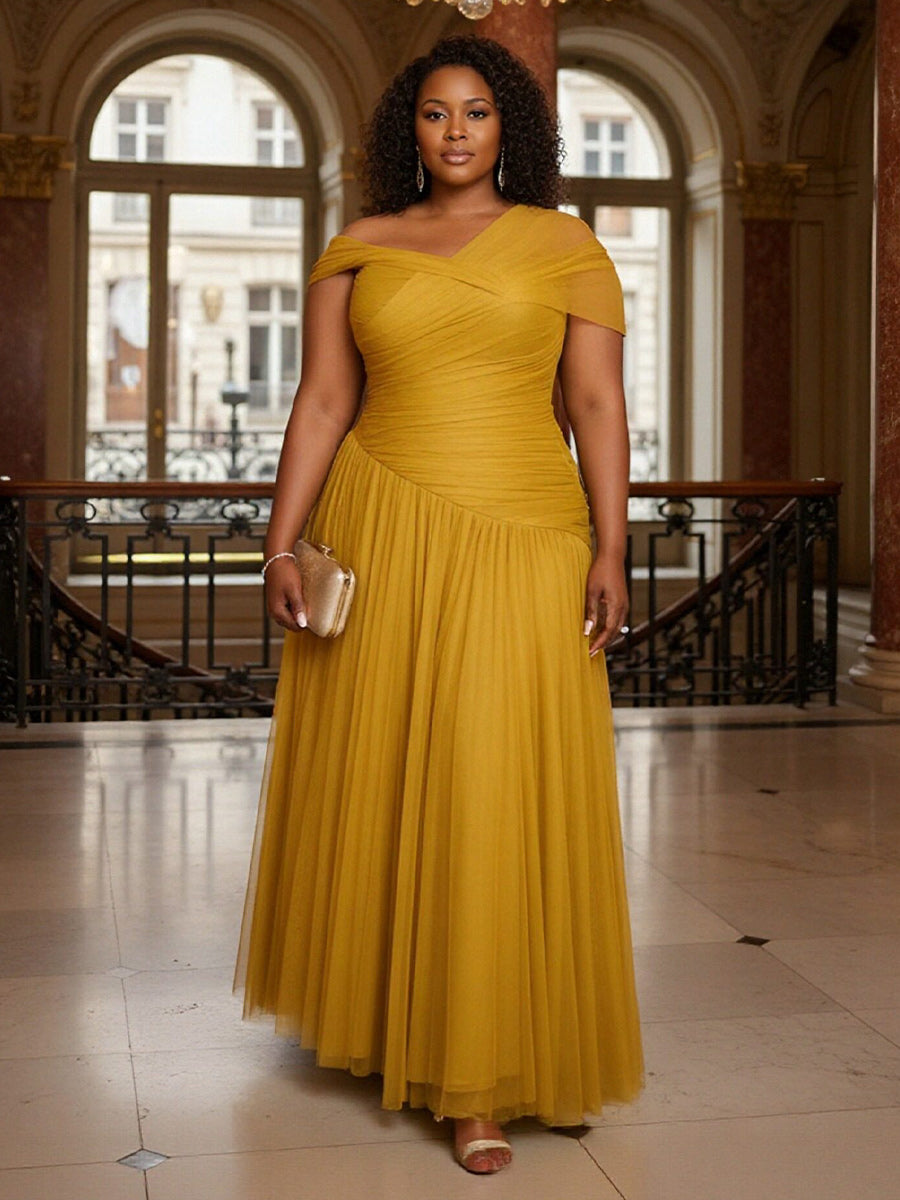 Tulle One Shoulder Tiered Ruched Mother of the Bride Dresses