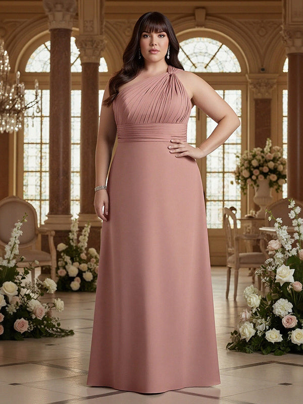 Chiffon One Shoulder Corset Ruched Mother of the Bride Dresses