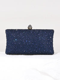 Women's Glitter Luxurious Beadings Evening Clutch with Crown Buckle