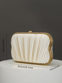 Geometric Elegant Pleats Chain Polyester Handbags