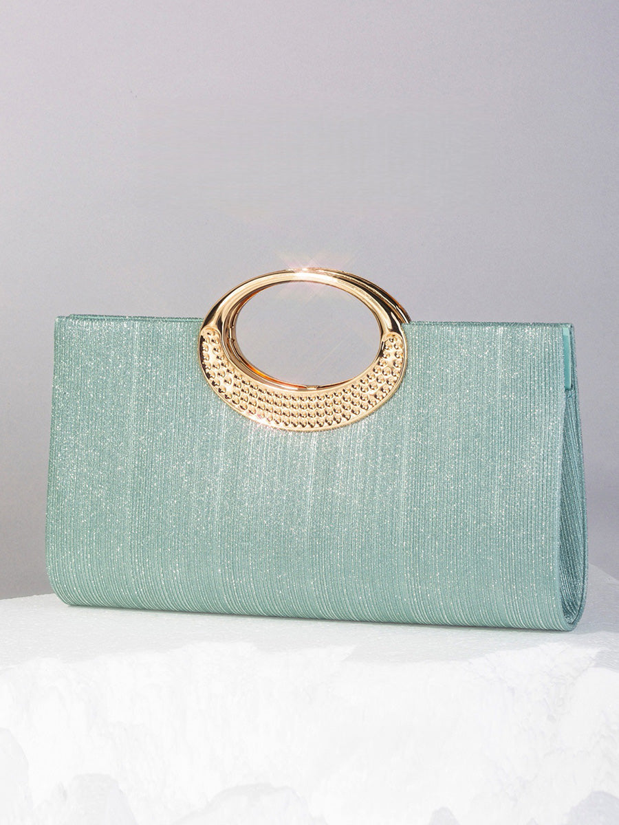 Geometric Metal Handle Stripes Glitter Polyester Handbagsfor Evening