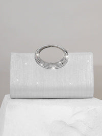 Geometric Metal Handle Stripes Glitter Polyester Handbagsfor Evening