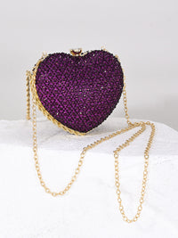 Sweetheart Luxurious Beadings Sparkly Polyester Handbags with Chain