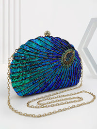 Shell Delicated Beadings Feather Sequin Handbags with Chain