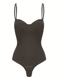 Hip Length Daily Tummy Control Push-Up Bra Spaghetti Straps Nylon Shapewear