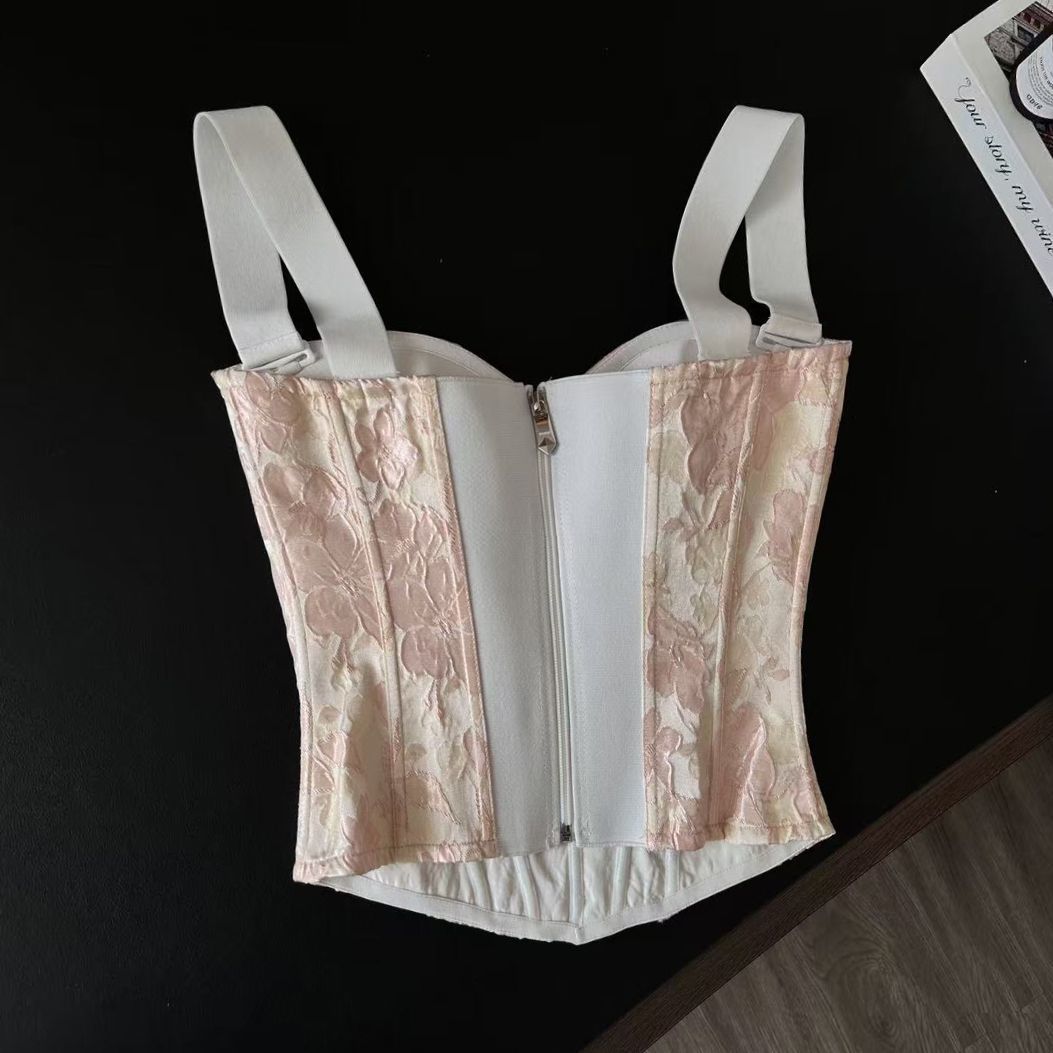 Sweet Slim Fit Wide Strap Fishbone Waist Shaping Bustier Corset Top