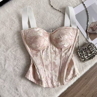 Sweet Slim Fit Wide Strap Fishbone Waist Shaping Bustier Corset Top