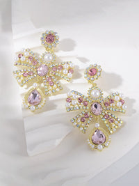 Bow Sweet Beadings Crystal Alloy Earrings