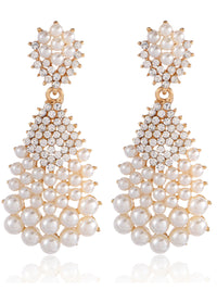 Tear Drop Luxurious Crystal Beadings Pearl Earrings