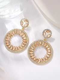 Round Elegant Beadings Hollow-Out Crystal Earrings
