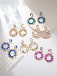 Round Elegant Beadings Hollow-Out Crystal Earrings