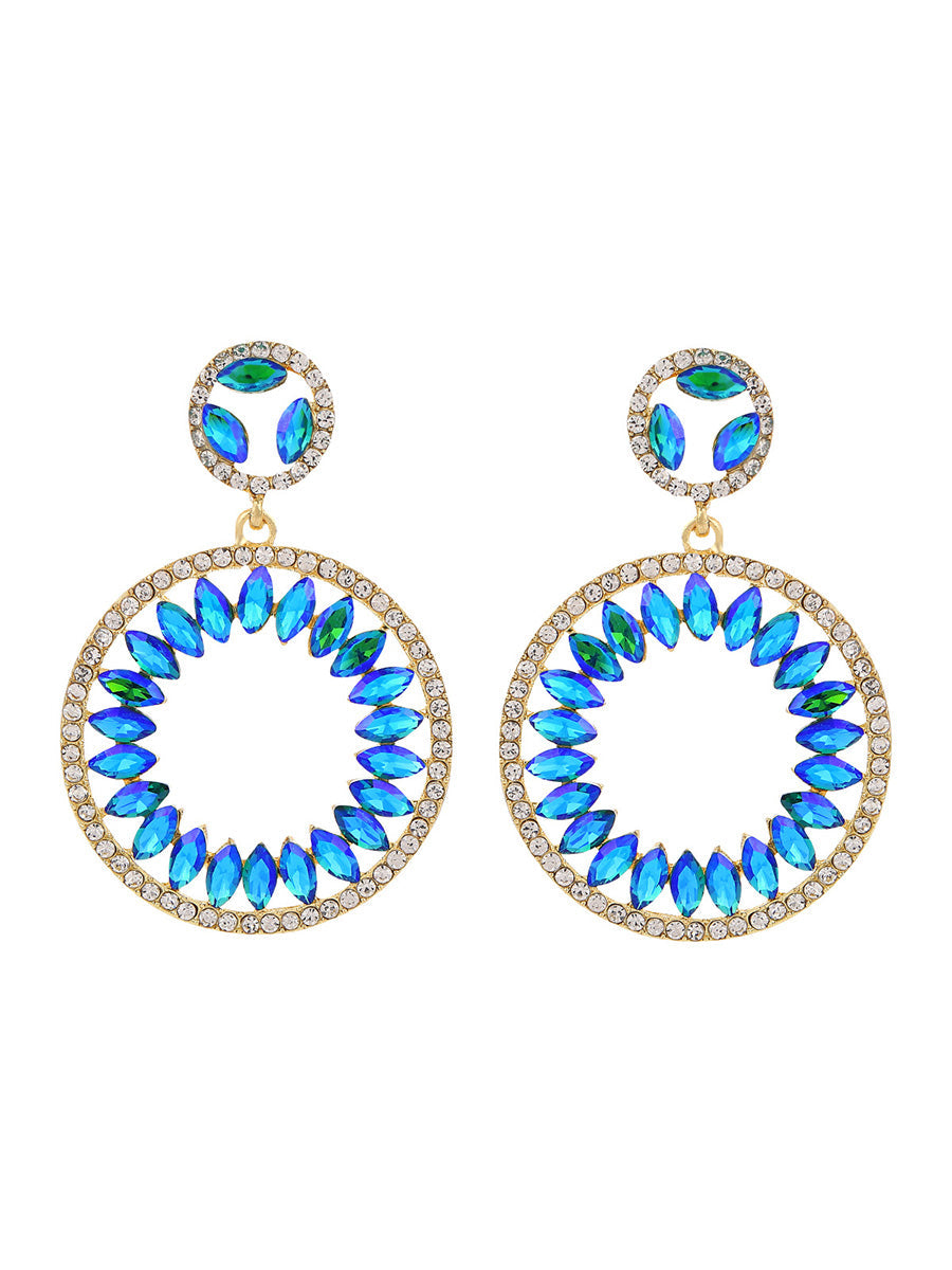 Round Elegant Beadings Hollow-Out Crystal Earrings