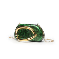 Oval  Metal Handle Diagonally Across Acrylic Handbags with Chain