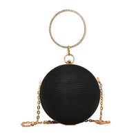 Round Classic Metal Handle Chain Glitter PU Handbags