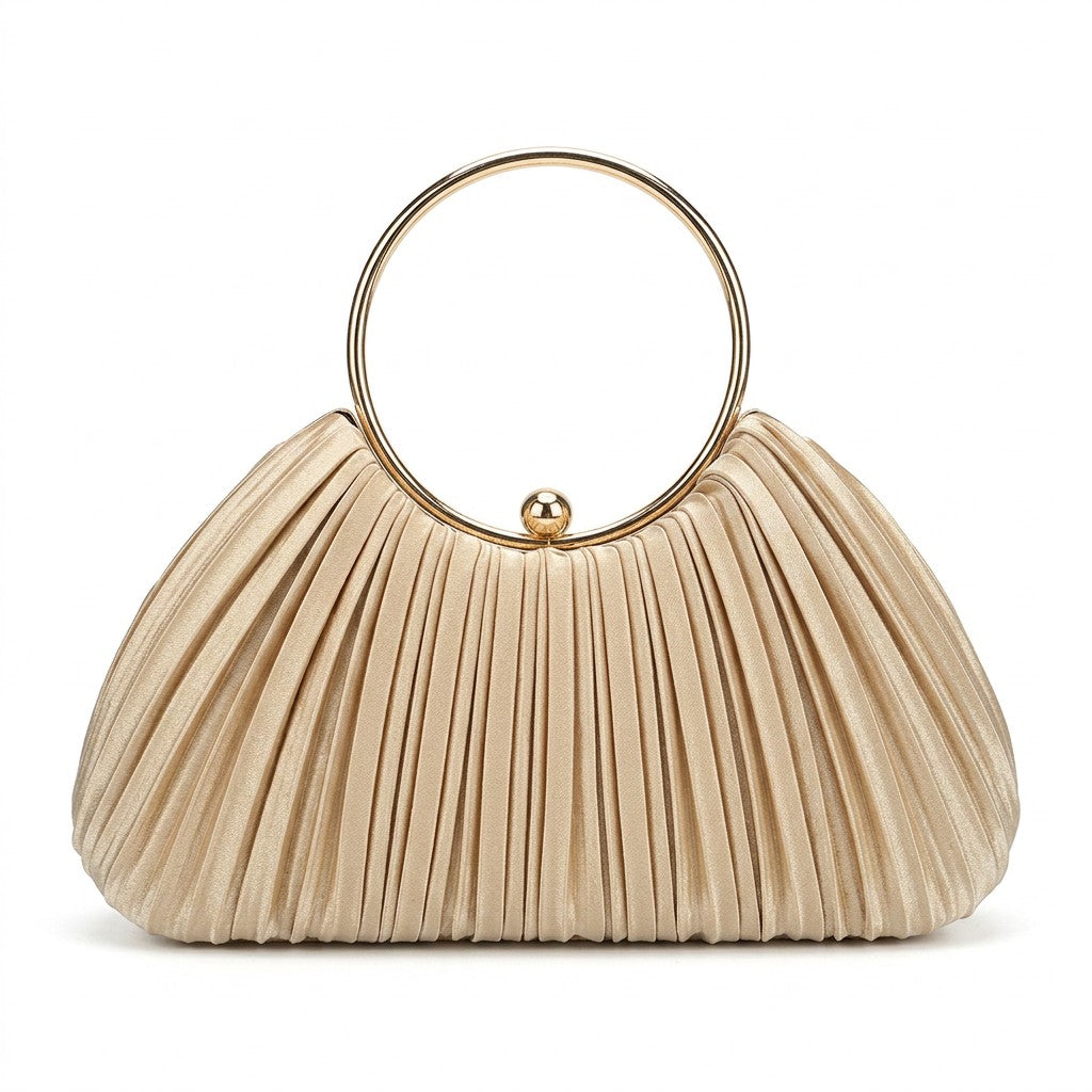 Irregular Classic Ruched Daily Sparkly Metal Handle PVC Handbags