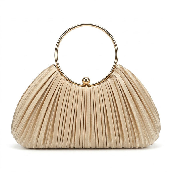 Irregular Classic Ruched Daily Sparkly Metal Handle PVC Handbags
