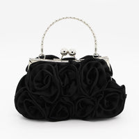 Geometric Sweet Flower Metal Handle Silk Handbags