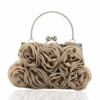 Geometric Sweet Flower Metal Handle Silk Handbags