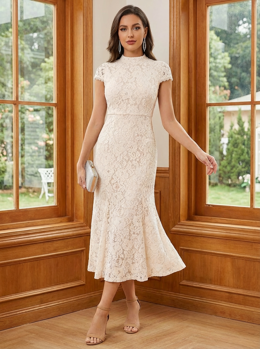 Lace Appliques Mermaid Mother of the Bride Dresses with Sleeves