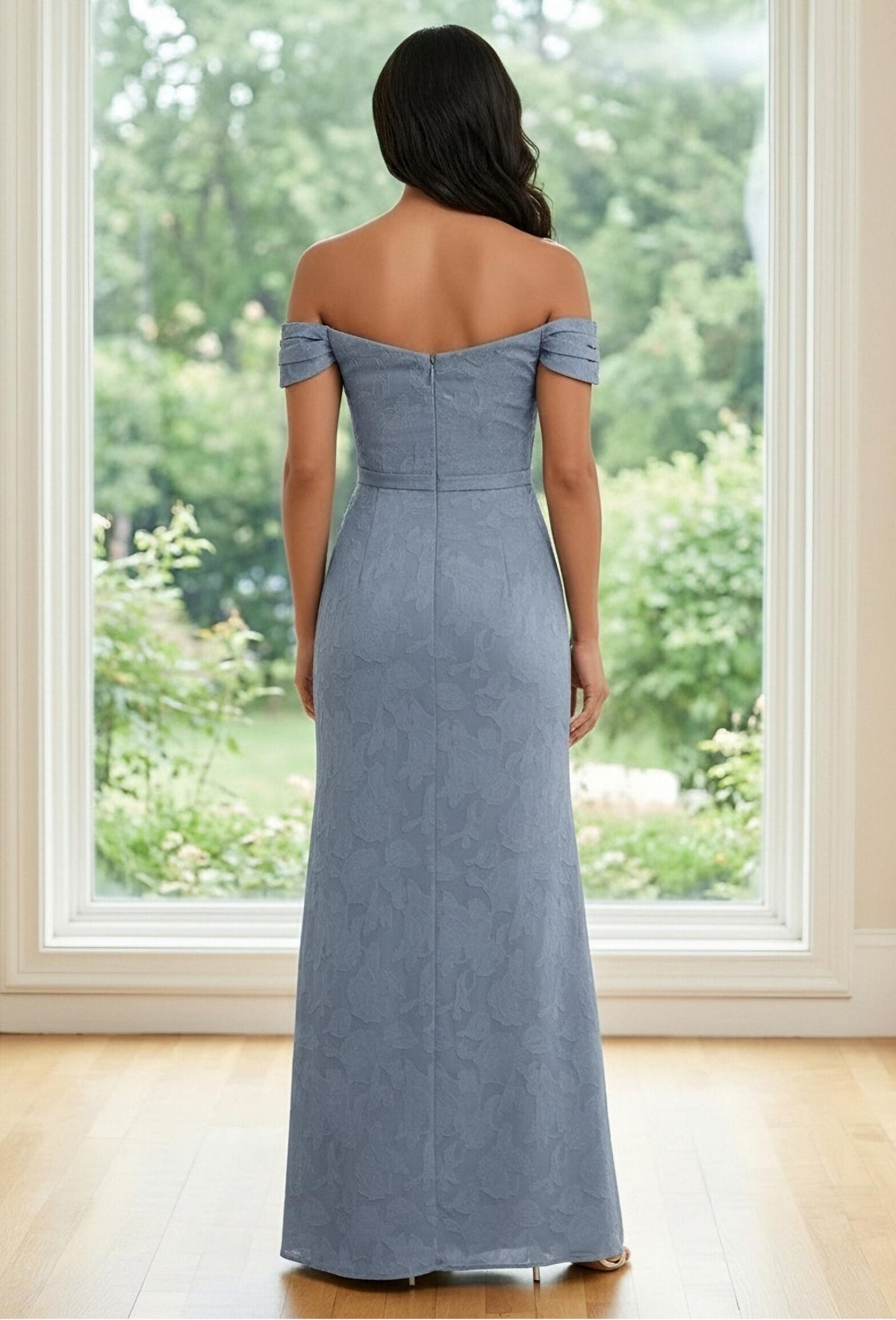 Floral Print Off the Shoulder Mermaid Ruffles Mother of the Bride Dresses with Slit