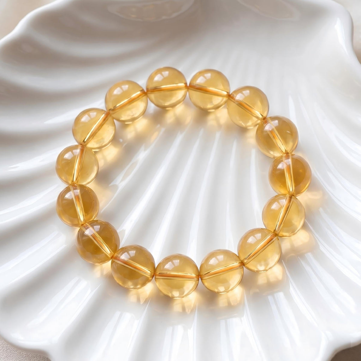 Yellow Citrine Crystal Mala Beads Stretch Bracelet