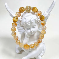 Yellow Citrine Crystal Mala Beads Stretch Bracelet