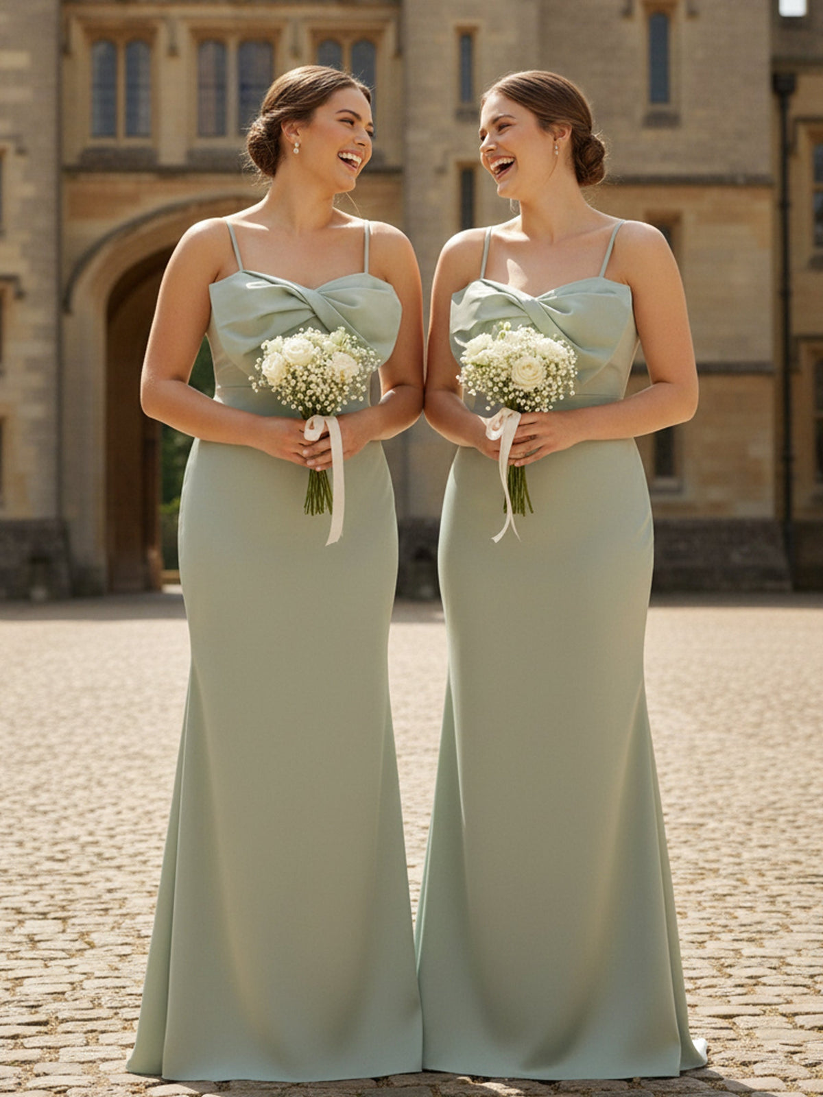 Mermaid Sleeveless Satin Spaghetti Straps Sweetheart Neck Bridesmaid Dresses
