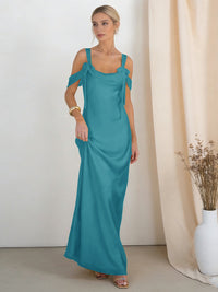 Satin Spaghetti Straps Bridesmaid Dresses with Bows