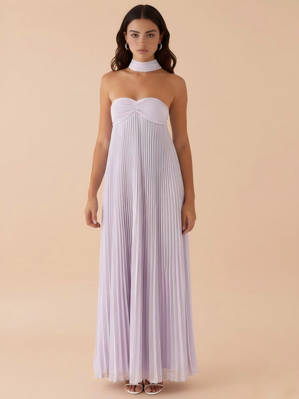 Strapless Pleated Chiffon A Line Bridesmaid Dresses with Scarf
