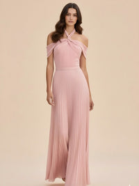 Off the Shoulder Pleated Chiffon Corset A Line Bridesmaid Dresses