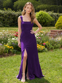 Jersey A Line Square Neck Long Bridesmaid Dresses