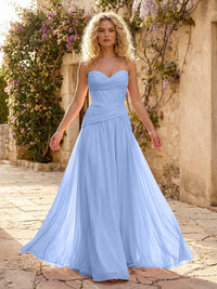 Chiffon A Line Sweetheart Pleated Corset Bridesmaid Dresses