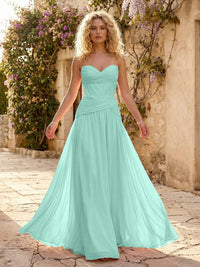 Chiffon A Line Sweetheart Pleated Corset Bridesmaid Dresses