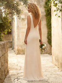 Cowl Neck Chiffon A Line Bridesmaid Dresses with Slit