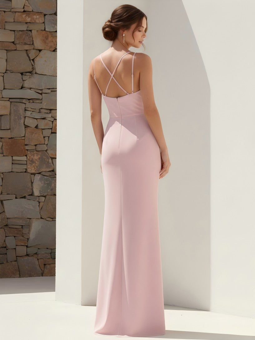 Pleated Spaghetti Straps Sweetheart Mermaid Chiffon Bridesmaid Dresses