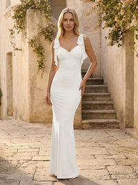 Spaghetti Straps Sheath Bridesmaid Dresses with Bows