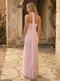 Strapless Scarf Pleated Mermaid Bridesmaid Dresses