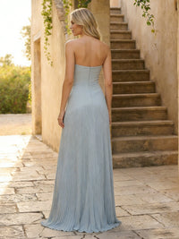 Chiffon Strapless Drop Waist Pleated Bridesmaid Dresses
