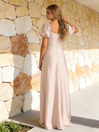 Satin Sweetheart A Line Bridesmaid Dresses with Sleeves