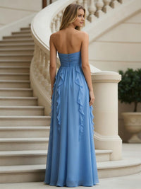 Chiffon Sweetheart Strapless Ruffles Bridesmaid Dresses
