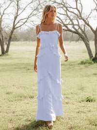 Chiffon Strapless Spaghetti Straps Tiered Ruffles Bridesmaid Dresses