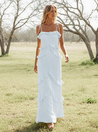 Chiffon Strapless Spaghetti Straps Tiered Ruffles Bridesmaid Dresses