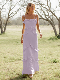 Chiffon Strapless Spaghetti Straps Tiered Ruffles Bridesmaid Dresses