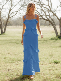 Chiffon Strapless Spaghetti Straps Tiered Ruffles Bridesmaid Dresses