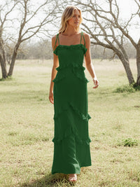 Chiffon Strapless Spaghetti Straps Tiered Ruffles Bridesmaid Dresses