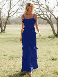 Chiffon Strapless Spaghetti Straps Tiered Ruffles Bridesmaid Dresses