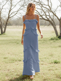 Chiffon Strapless Spaghetti Straps Tiered Ruffles Bridesmaid Dresses